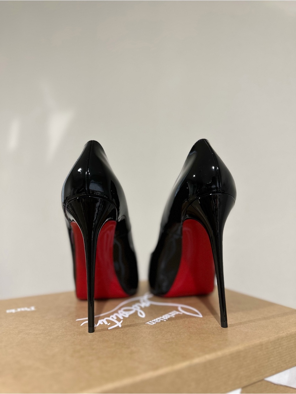Christian Loubutin Black Open Toe Platform Heels